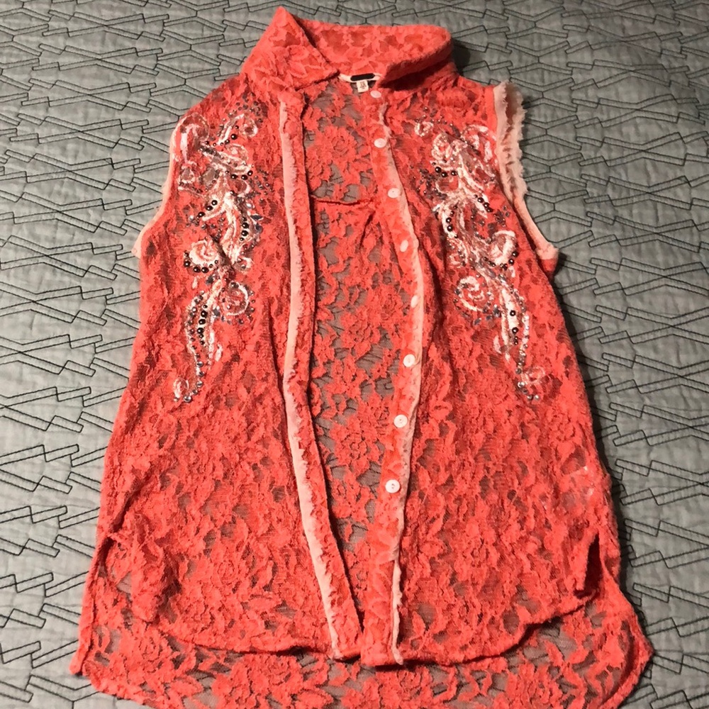 Miss me lace sleeveless cardigan